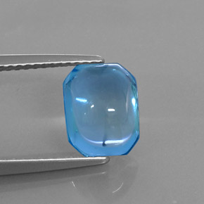 Topacio azul natural de 3,19 ct, corte esmeralda, transparente