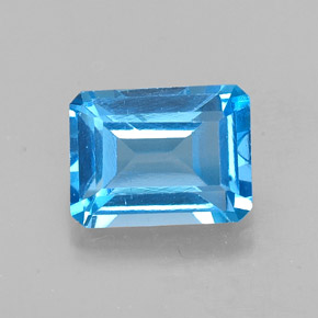 Topacio azul natural de 2,18 ct, corte esmeralda, VS