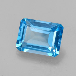 Topacio azul natural de 2,18 ct, corte esmeralda, VS