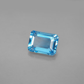 Topacio azul natural de 1,99 ct, corte esmeralda, VS
