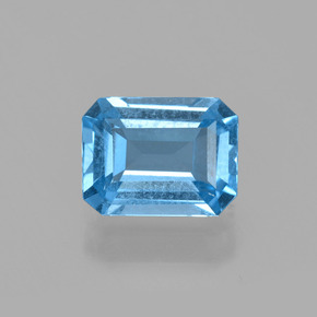 Topacio azul natural de 1,56 ct, corte esmeralda, VS