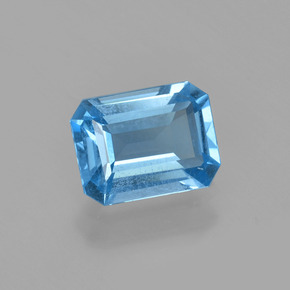 Topacio azul natural de 1,56 ct, corte esmeralda, VS