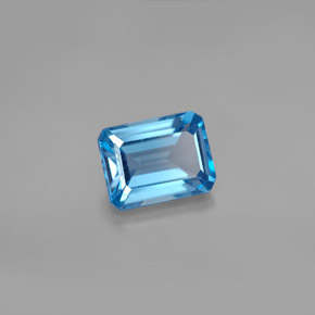 Topacio azul natural de 2,06 ct, corte esmeralda, VS