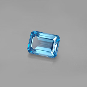 Topacio azul natural de 2,06 ct, corte esmeralda, VS