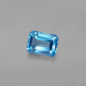 Topacio azul natural de 2,07 ct, corte esmeralda, VS