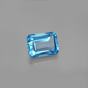 Topacio azul natural de 2,07 ct, corte esmeralda, VS