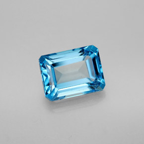 Topacio azul natural de 2,18 ct, corte esmeralda, VS
