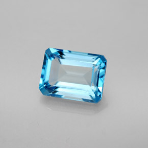 Topacio azul natural de 2,18 ct, corte esmeralda, VS
