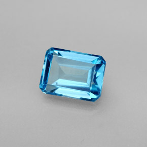 Topacio azul natural de 2,25 ct, corte esmeralda, VS