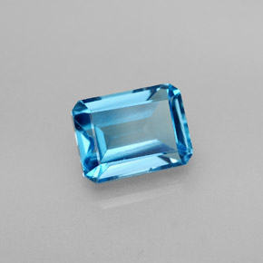 Topacio azul natural de 2,25 ct, corte esmeralda, VS