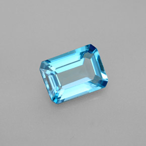 Topacio azul natural de 1,73 ct, corte esmeralda, VS