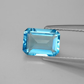 Topacio azul natural de 2,05 ct, corte esmeralda, VS