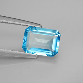 Topacio azul natural de 2,05 ct, corte esmeralda, VS