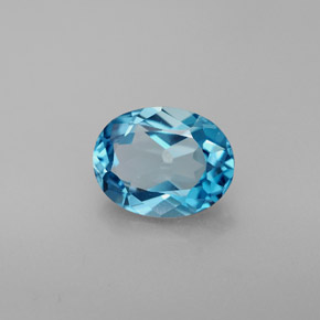 Topacio azul natural de 2,33 ct, corte óvalo, VVS