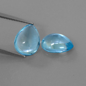 Gemas de topacio azul natural de  ct, en forma de pera, transparente