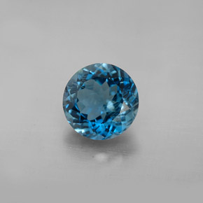 Topacio azul natural de 2,55 ct, corte redondo, VS-SI