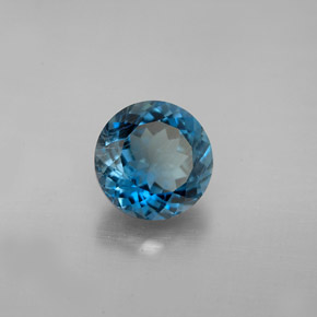 Topacio azul natural de 2,55 ct, corte redondo, VS-SI