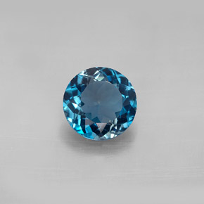 Topacio azul natural de 2,22 ct, corte redondo, VVS-VS