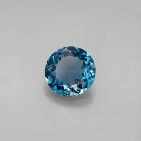 Topacio azul natural de 2,22 ct, corte redondo, VVS-VS