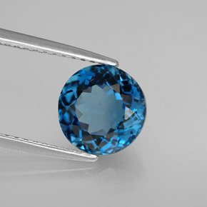 Topacio azul natural de 2,46 ct, corte redondo, VVS-VS