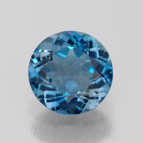 Topacio azul natural de 2,09 ct, corte redondo, VS
