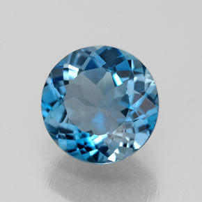 Topacio azul natural de 2,09 ct, corte redondo, VS