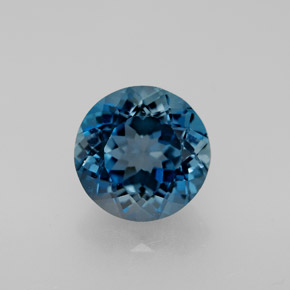 Topacio azul natural de 2,66 ct, corte redondo, VVS-VS