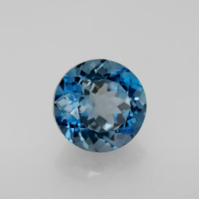 Topacio azul natural de 2,66 ct, corte redondo, VVS-VS