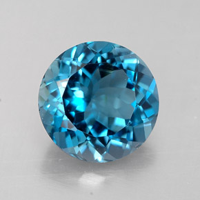 Topacio azul natural de 2,33 ct, corte redondo, VVS-VS