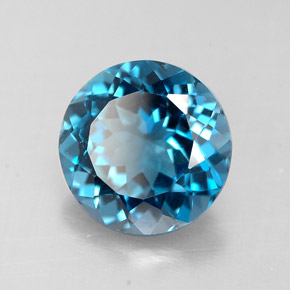 Topacio azul natural de 2,33 ct, corte redondo, VVS-VS
