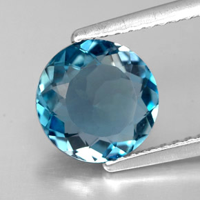 Topacio azul natural de 1,95 ct, corte redondo, VVS-VS
