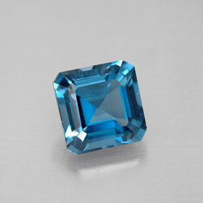 Topacio azul natural de 3,26 ct, corte esmeralda, VS