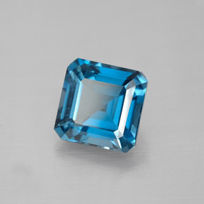 Topacio azul natural de 3,26 ct, corte esmeralda, VS