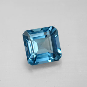 Topacio azul natural de 2,83 ct, corte esmeralda, VVS-VS