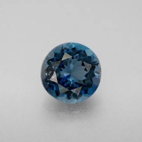 Topacio azul natural de 2,94 ct, corte redondo, VVS-VS