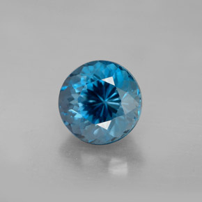 Topacio azul natural de 2,56 ct, corte redondo, VVS-VS
