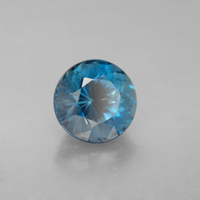 Topacio azul natural de 2,56 ct, corte redondo, VVS-VS