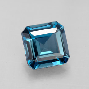 Topacio azul natural de 2,06 ct, corte esmeralda, VVS-VS