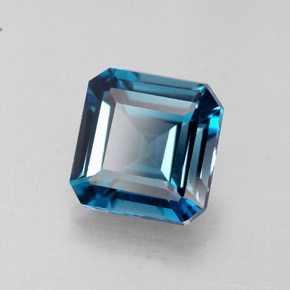 Topacio azul natural de 2,06 ct, corte esmeralda, VVS-VS