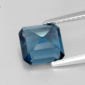Topacio azul natural de 2,06 ct, corte esmeralda, VVS-VS
