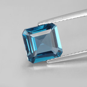 Topacio azul natural de 2,40 ct, corte esmeralda, VVS-VS