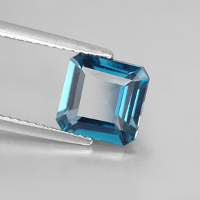 Topacio azul natural de 2,40 ct, corte esmeralda, VVS-VS