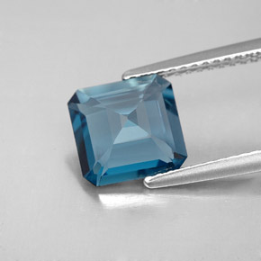 Topacio azul natural de 2,40 ct, corte esmeralda, VVS-VS