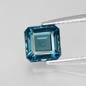 Topacio azul natural de 1,66 ct, corte esmeralda, VVS-VS