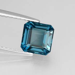 Topacio azul natural de 1,66 ct, corte esmeralda, VVS-VS