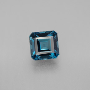 Topacio azul natural de 1,93 ct, corte esmeralda, VS