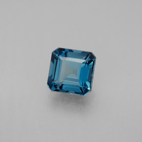 Topacio azul natural de 1,93 ct, corte esmeralda, VS
