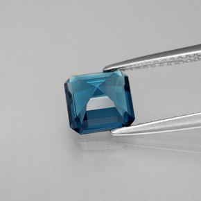Topacio azul natural de 1,93 ct, corte esmeralda, VS