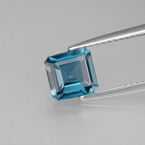 Topacio azul natural de 1,45 ct, corte esmeralda, VS