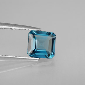 Topacio azul natural de 1,45 ct, corte esmeralda, VS